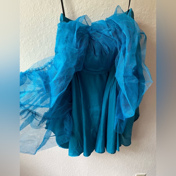 Vintage Y2K Betsey Johnson Prom Cocktail Dress Satin Sequins Ruched Teal Blue - Picture 7 of 9